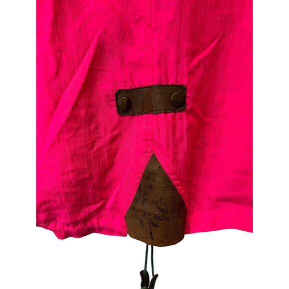 Vintage 90s NEON PINK Full Zip Ski Jacket Shell Retractable Hood Unisex Medium - Picture 10 of 16